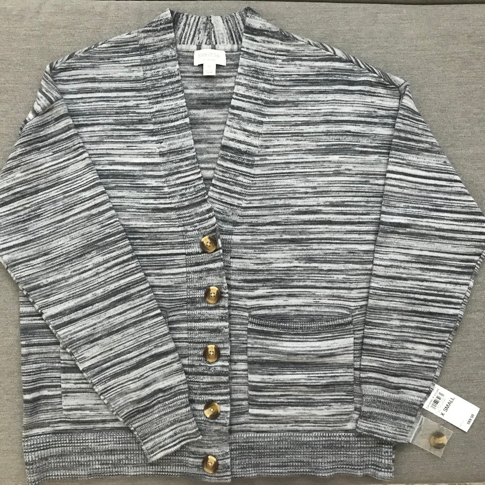 State of Day Women's Multicolored Rib-Knit Cardigan NWT Size XS